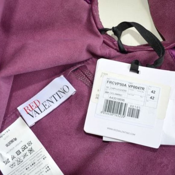 Valentino Leather Lace Burgundy Red Dress NWT Sz 6 - Picture 3 of 10